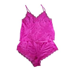 NEW Victoria's Secret Pink Polka Dot Pajama Set Size L